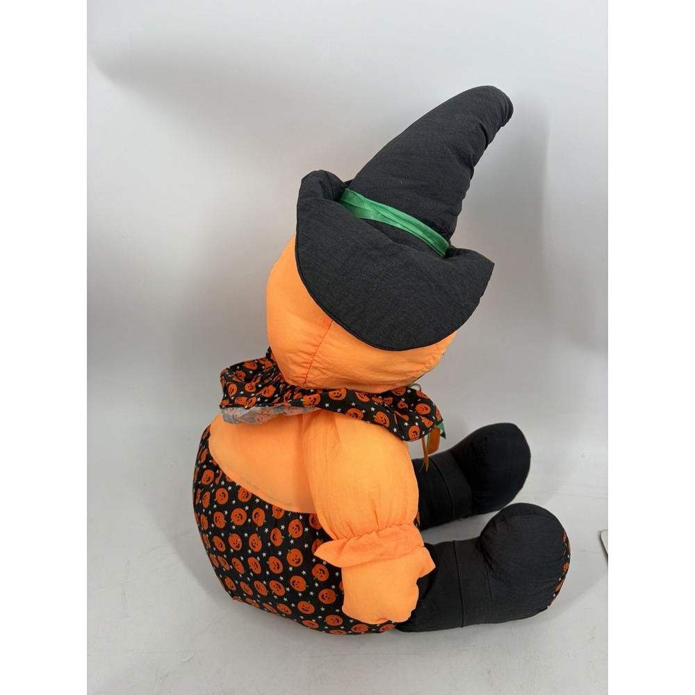 VTG Dan Dee Nylon Puffalump Style Halloween Pumpkin Witch 26" Plush - Picture 3 of 7